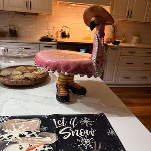 Blue Sky Clayworks Miss Precious Flamingo footed cake stand . Vintage cake stand
